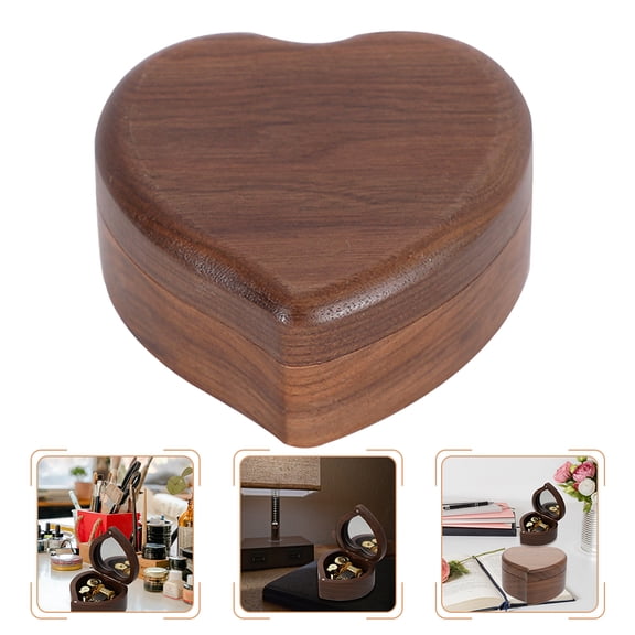LOLIPPYY Heart-Shaped Wooden Music Box with Mechanical Movement Plays Melody - Perfect Valentine's Day , 1 Pack