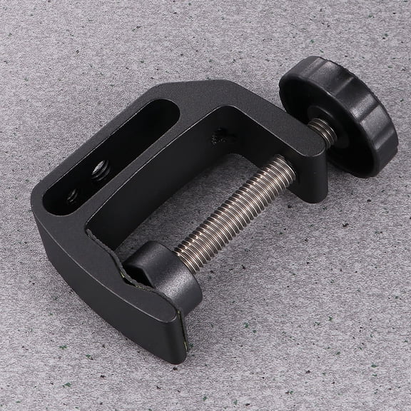 LOLIPPYY Heavy Duty Desktop Camera Mount Clamp Adjustable Black Alloy Holder for Flashlight Use