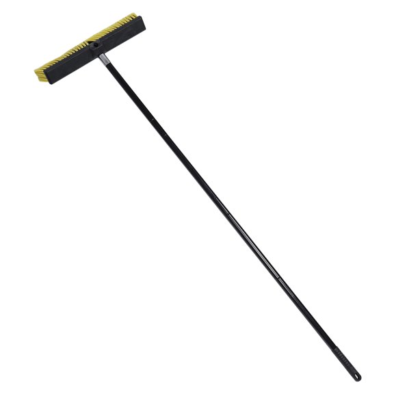 LOLIPPYY Heavy Duty Patio Push Broom with Threaded Aluminum Handle for Efficient Yard and Driveway Sweeping