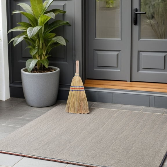 LOLIPPYY Heavy Duty Whisk Broom with Stable Wood Handle for Sweeping Deck Patio Driveway and Sidewalk