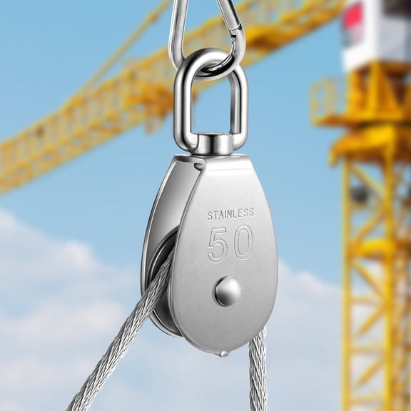 LOLIPPYY High Hardness Stainless Steel Lifting Pulley Plated Silver with Strong Durable Roller for Rope Use