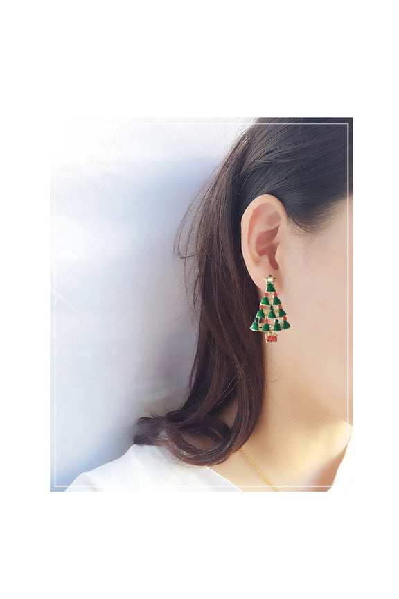 Holiday Earrings Dangle Christmas Tree Ear Drops for Women Multi 1 Pair