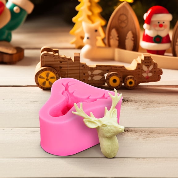 LOLIPPYY Holiday Fondant Mold Deer Elk Head for Cake Decorating 1Pack Silicone Mold
