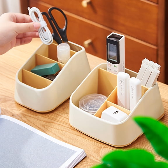 LOLIPPYY Home Desktop Storage Box Yellow with Partitioned Sundries Holder Multi-Purpose Organizer