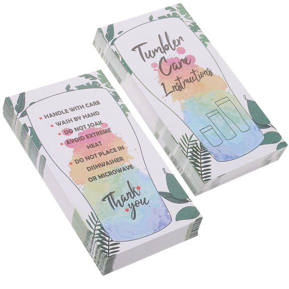 LOLIPPYY Home Use Glass Cup Care Cards Paper Instruction Tags with Tumbler Care Guide Multi Color