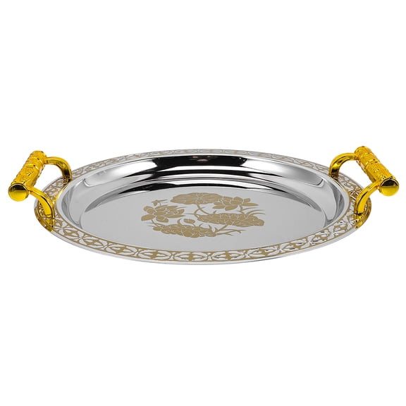 LOLIPPYY Home Use Golden Vanity Tray Stainless Steel and Plastic Storage Dish for Snacks and Fruits