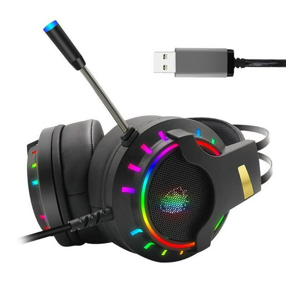 LOLIPPYY Home Use Rgb Gaming Headphone Black Wired Headset with Noise Reduction and Mic