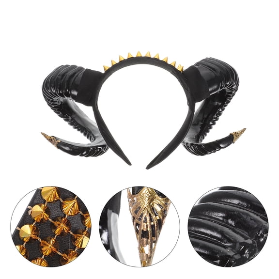 LOLIPPYY Horn Ear Hair Hoops Black Resin 1Set Dress Up for Costume