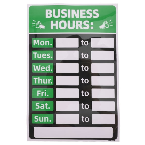 LOLIPPYY Hours Sign PVC Opening Hours Sticker Easy Peel and Stick for Decor 9x12 Inches