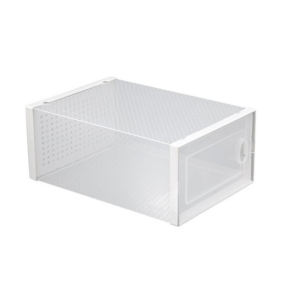 LOLIPPYY Household Shoes Container in White with Stackable Transparent Clamshell Case