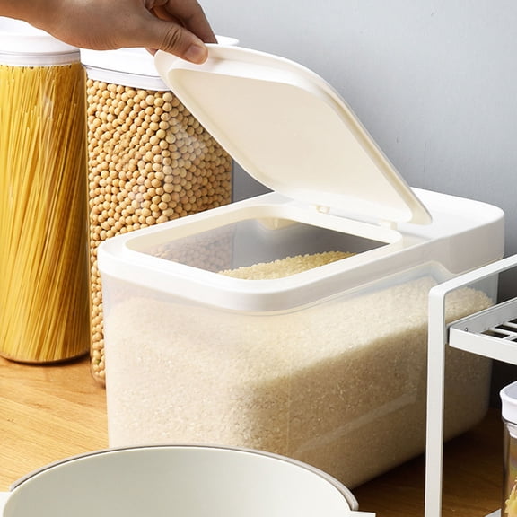 LOLIPPYY Household White Rice Storage Box Dustproof Moisture Resistant Kitchen Sealed Container