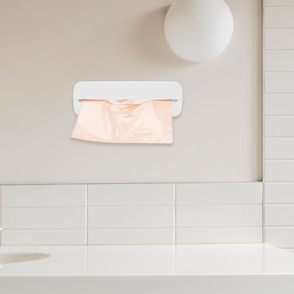 LOLIPPYY Household White Wall Trash Bag Holder for Waste Bag Rolls and Grocery Bags