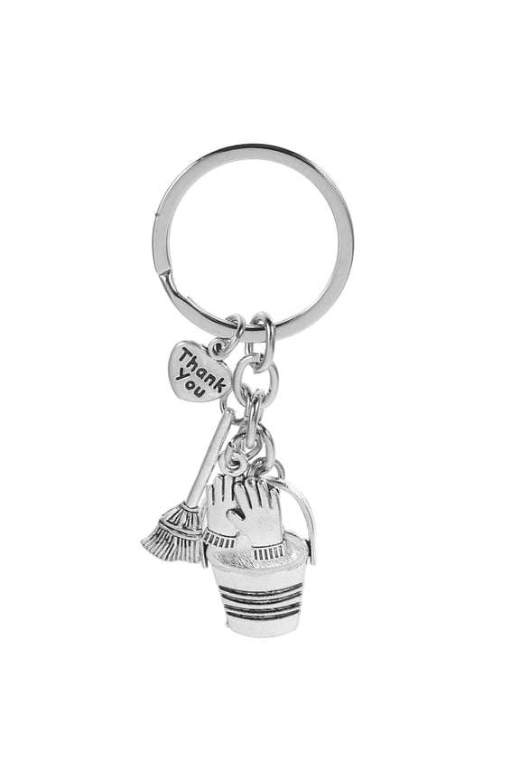 Housekeeping Appreciation Keychain 1Pcs Alloy Bucket Broom Keychain for Domestic Workers