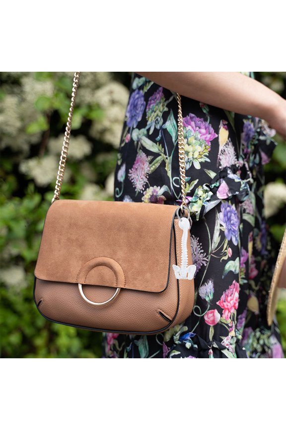 Human Spine Keychain White Plastic Model for Bag and Mobile Phone Decoration