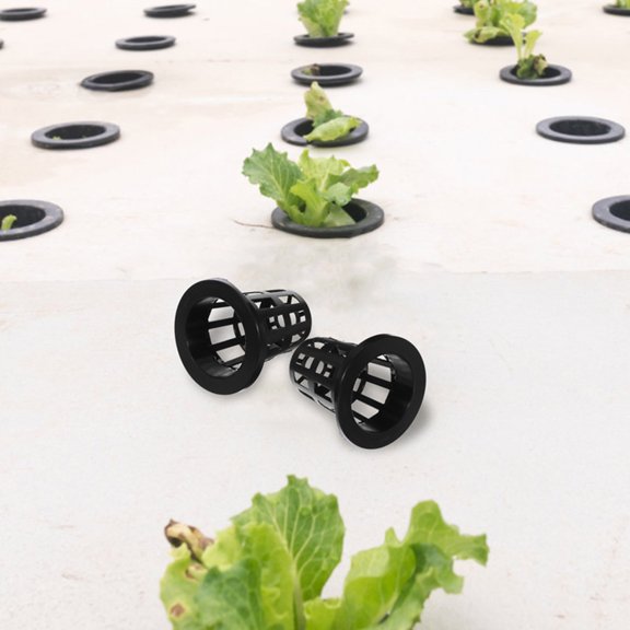 LOLIPPYY Hydroponic Net Pots Black Plastic for Plant Root Growth - 50Pcs