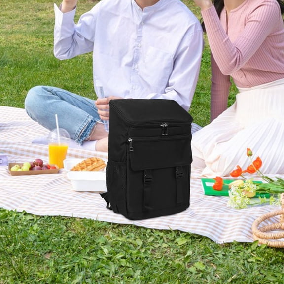 LOLIPPYY Ice Backpack Soft Cooler Bag Black Polyester Fiber for Lightweight Camping and Travel 1Pcs