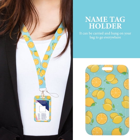 LOLIPPYY Id Card Holder with Fruit Pattern Protective Sleeve and Lanyard for Teacher and Student