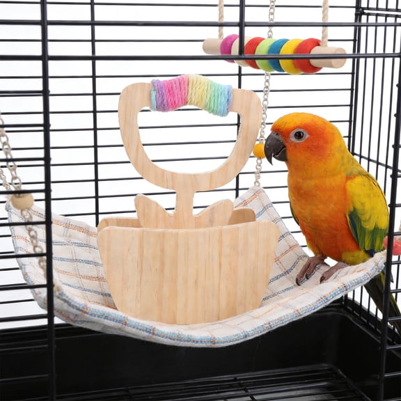 LOLIPPYY Indoor Bird Perch Platform in Khaki Wood for Parrot Activity and Family Bonding