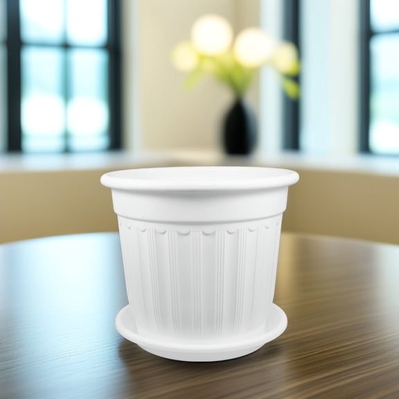 LOLIPPYY Indoor and Outdoor White Plant Pot with Stylish Shape for Balcony and Garden