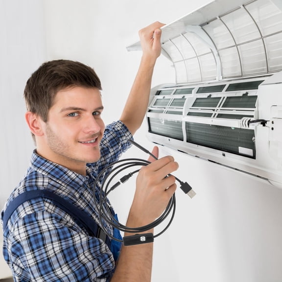 LOLIPPYY Industrial LED Borescope for Car Inspection with 6 Adjustable LEDs and Waterproof Function Black Plastic