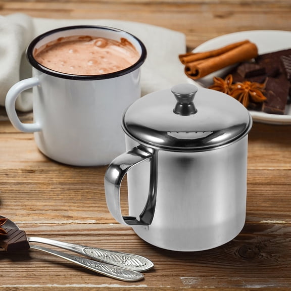 LOLIPPYY Insulated Stainless Steel Mug with Handle Plated Silver Double Layer Travel Cup for Outdoor Use