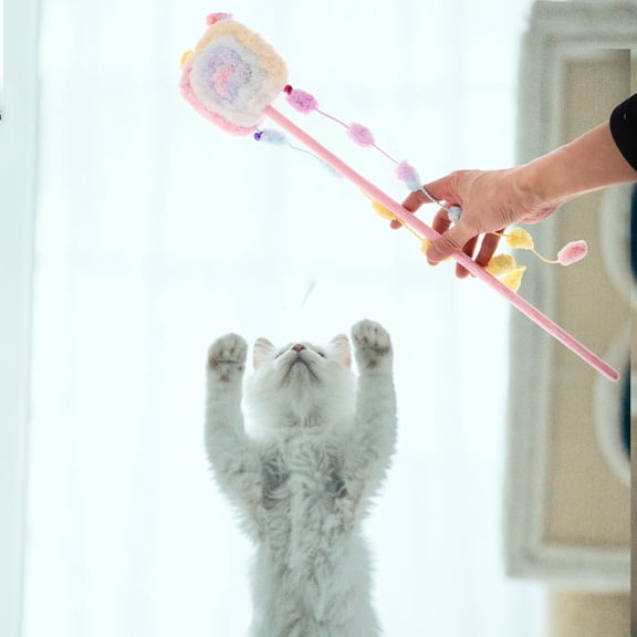 LOLIPPYY Plush Cat Teaser Multi-Color, Lightweight Lollipop Design, Perfect for Biting and Scratching