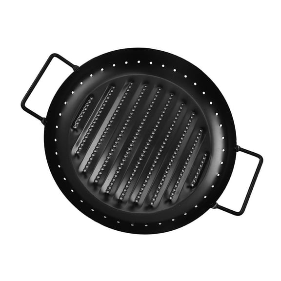 LOLIPPYY Iron Barbecue Tray Non-stick Round Grill Pan Corrosion Resistant for Adults 1Set
