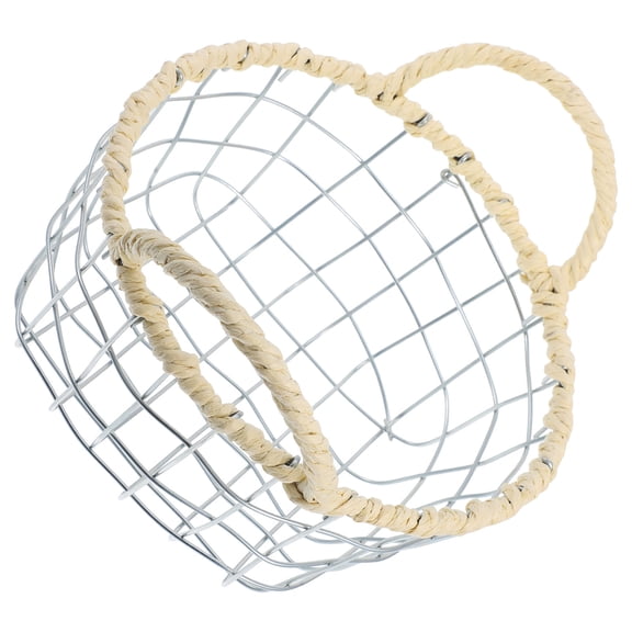 LOLIPPYY Iron Wire Storage Basket in Plated Silver for Kitchen Snacks Bread and Fruit Countertop Use