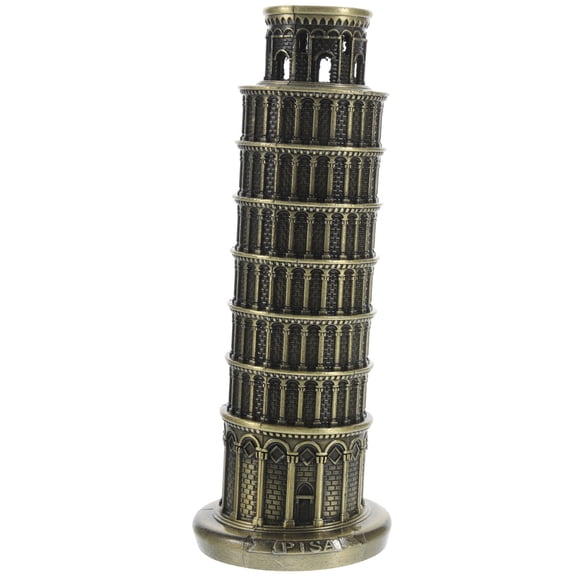 LOLIPPYY Italy Crafts Leaning Tower of Pisa Alloy Building Model Elegant Dark Brown Home Decor