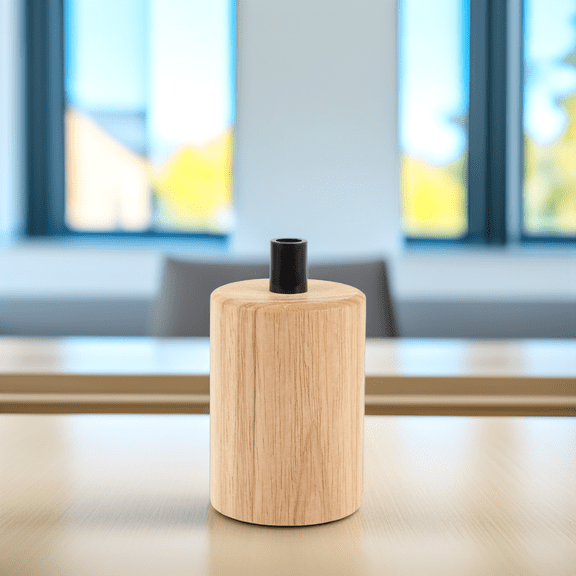 LOLIPPYY Ivory E27 Light Socket to Plug Adapter Wooden Lamp Holder for Modern Hanging Lights
