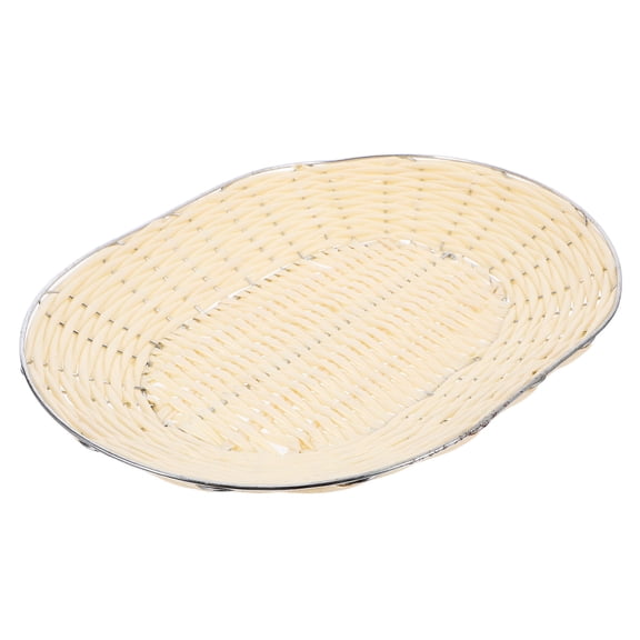 LOLIPPYY Ivory Woven Fruit Tray Storage Basket for Snacks and Food Organizer PP PE Material 12.5x12.5x4.5 Inches