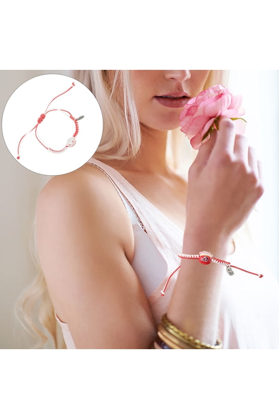 Japanese Style Ceramic Cat Bracelet with Red String for Women, Trendy Friendship Jewelry