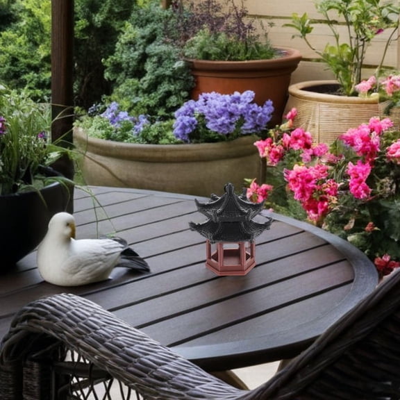 LOLIPPYY Japanese Garden Decor Ancient Architecture Model Brown Plastic Decorative Ornament For Home Decor 1Set