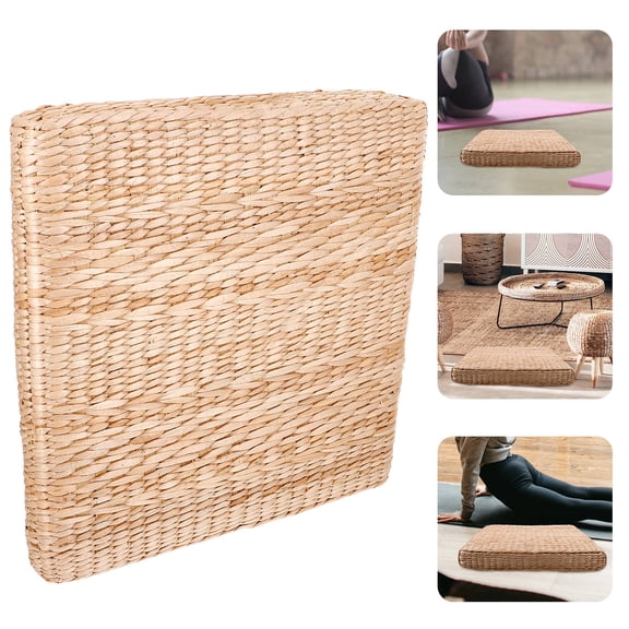 LOLIPPYY Japanese Sitting Pillow Straw Woven Floor Seat Pad Square Mat 6cm Thickness