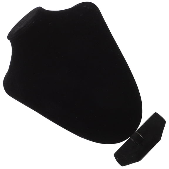 LOLIPPYY Jewelry Bust Stand Black Fabric and Plastic Necklace Organizer for Desktop Display