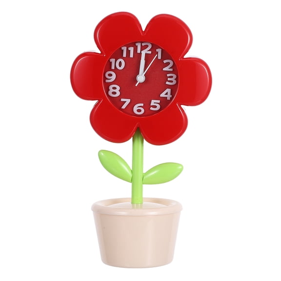 LOLIPPYY Kawaii Flower Alarm Clock Red Silent Bedside Clock for Study Sessions with Quiet Movement 1 Set