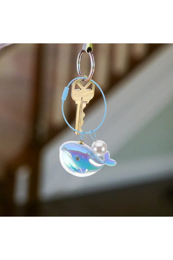 Kawaii Whale Keyring Personal Accessory for Couples Sky Blue PVC Zinc Alloy Acrylic 1Set