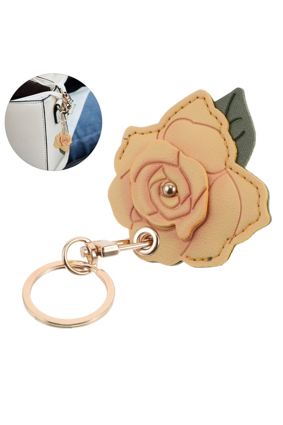 Keychain Accessories Rose Keychain in Yellow PVC for Daily Use 1Pack for Women