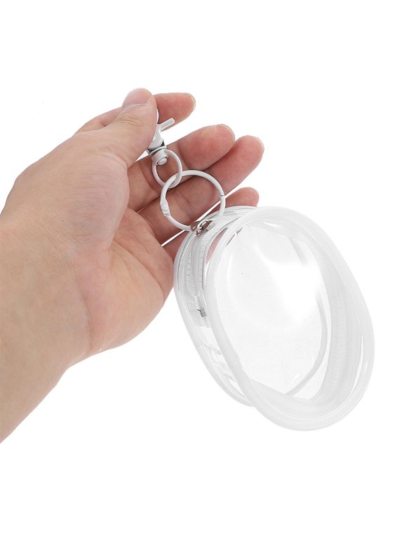 Keychain Pouch Clear Display Case for Figurines and Collectibles White Pvc 1Pack