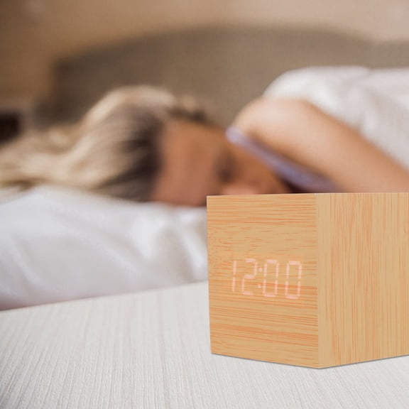 LOLIPPYY Khaki Square Alarm Clock MultiFunction Digital Clock for Home Use with LED Display and Adjustable Brightness
