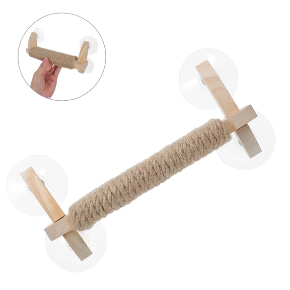 LOLIPPYY Khaki Wood Bird Perch with Suction Cup Stand for Window Mounting At Home