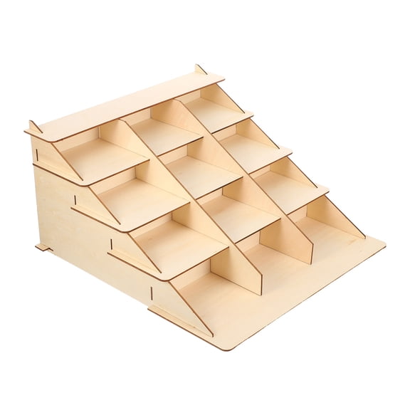LOLIPPYY Khaki Wood Greeting Card Rack Organizer with Multi Tiered Display for Postcard and Invitations