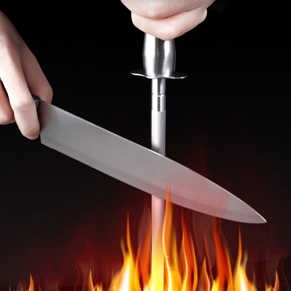 LOLIPPYY Kitchen Honing Steel Sharpening Rod with Fine Grit for All Types of Cutting Tools and Knives