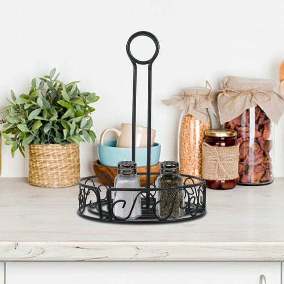 LOLIPPYY Kitchen Sauce Bottle Storage Rack Iron Round Spice Organizer for Homeowners 1Pack