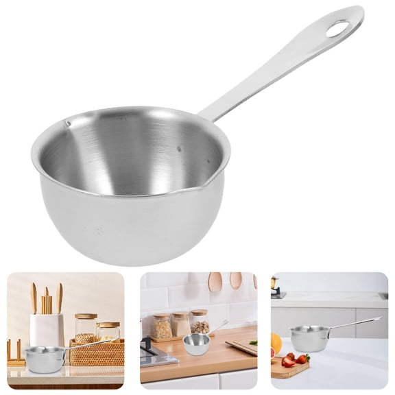 LOLIPPYY Kitchen Stainless Steel Pour Oil Pot Small Saucepan with Spout for Everyday Cooking