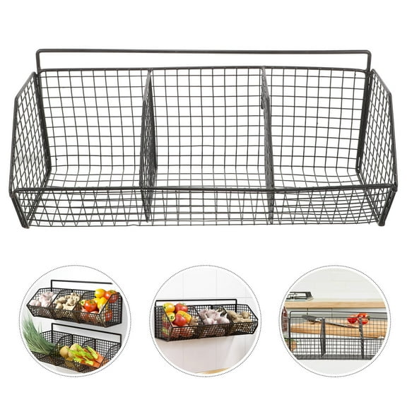 LOLIPPYY Kitchen Wall Shelf Metal Storage Rack Black for Vegetables Fruits and Spices