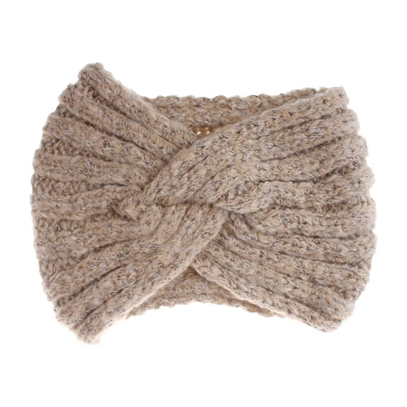 LOLIPPYY Knitted Woolen Yarn Beige Headband Cross Hair Band Fashion Handcrafted Hair Accessory