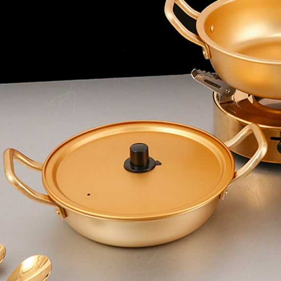 LOLIPPYY Korean Style Noodle Bowl Aluminum Heating Pot Golden 1Set