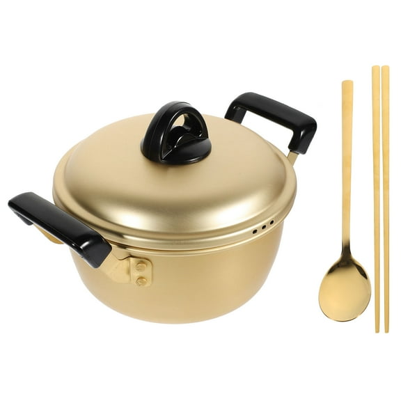 LOLIPPYY Korean Style Aluminum Soup Pot for Cooking Pasta, Golden Finish, 1 Set