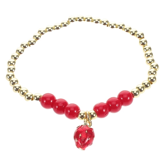 LOLIPPYY Ladies Bracelet Red Strawberry Beaded Charm Chain Fashionable Stylish Wrist Jewellery